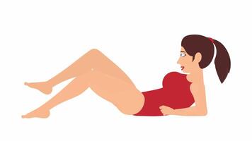 A woman in a swimsuit. Vacationer resting, cartoon animation with alpha channel video