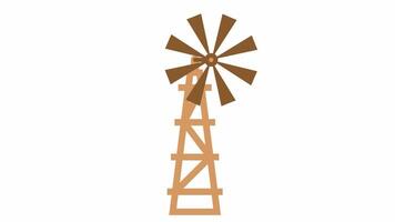 The windmill. Wooden windmill, cartoon animation with alpha channel video
