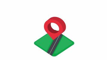 Location. Navigation with a placemark on the map, cartoon animation with alpha channel. video