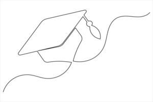 University Cap Sketch Minimalist Line Drawing vector