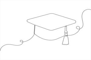 Graduation Cap Minimal Design Continuous Line vector