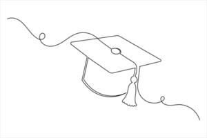 Outline Graduation Cap Minimal Academic Icon vector