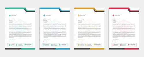 Corporate modern letterhead design bundle template with various color options vector