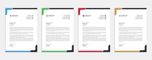 Clean and professional corporate company business letterhead template design with color variation bundle vector