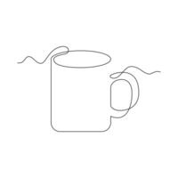 Mug illustration. line art, one continuous line, simple, hand drawn and sketch style. for icons, symbols, signs or logos vector