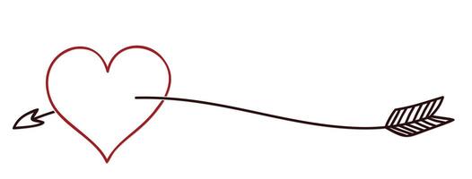 The stylized symbol with arrow and red heart. vector