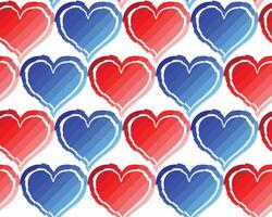 Seamless background with red and blue heart. vector