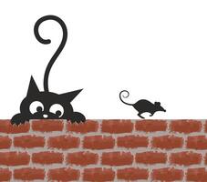 Predatory cat with a mouse. vector
