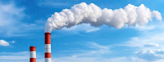 A pair of red and white smoke stacks photo