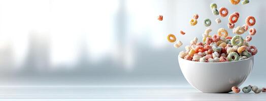 Cereal cereal falling out of a cup photo