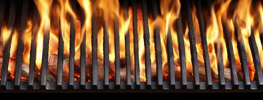 A close up of a grill with flames photo