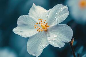 white flower with water droplets on it photo