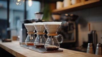 Pour Over Coffee Brewing in Cafe Setting photo