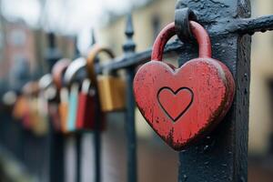 Love locks on a fence photo
