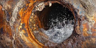 A close up of a pipe with water coming out of it photo