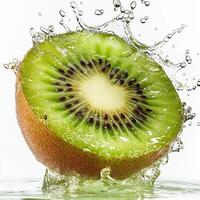 Fresh Kiwi Slice Floating in Mid-Air. Juicy, Crisp, Isolated for Healthy Food Ads photo