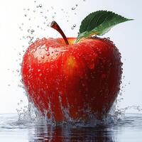Apple Slices Suspended in Mid-Air. Stylish Splash Effect on Clean White Background photo