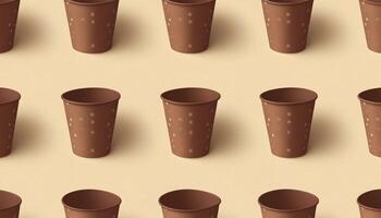 Paper cup disposable pattern seamless with cream background photo