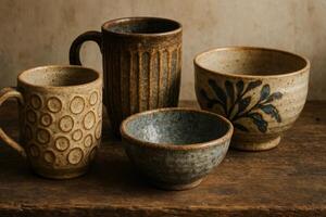 Unique Handmade Ceramic Pottery Collection with Artistic Designs photo