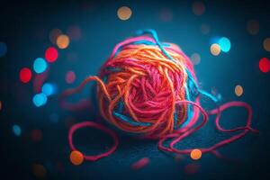 A ball of yarn with colorful lights photo