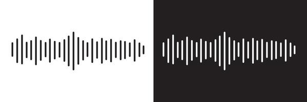 White audio waveform spectrum illustration. Sound wave audio spectrum. Music equalizer, audio waves or sound frequency in lines on black and white background vector