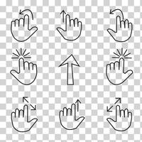 Mouse cursor icons in black and outline styles vector