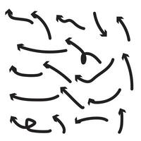 Hand drawn arrows doodle set on white background. design element vector
