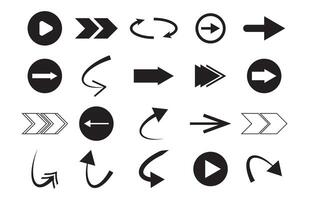 Set of black arrow icons. Various packaging symbols. Motion pointers. vector