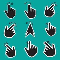 mouse click pointer icon set. mouse cursor icon set. mouse cursor hand pointer. arrow pointer set. vector