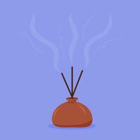 Decorative incense holder with aromatic smoke rising in a calm atmosphere vector