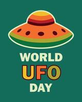 World UFO Day Conceptual Illustration. Retro style. This vibrant illustration highlights the celebration of the annual event focused on unidentified flying objects. vector