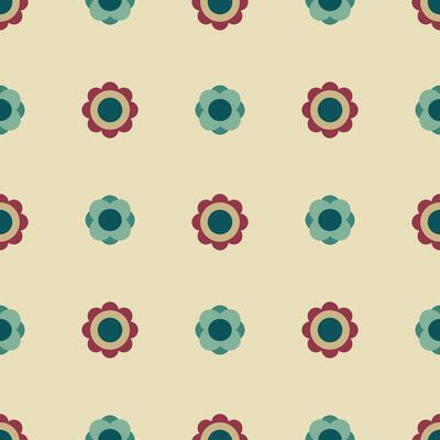 Retro Floral Seamless Pattern Illustration on Beige Background. Perfect for fabric, wallpaper, and digital designs.