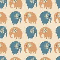 Colorful Elephant Seamless Pattern Illustration for Textiles. elephants in alternating hues of blue and orange. Ideal for textiles, wallpapers, and creative projects. vector