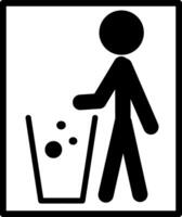 Tidy man in black frame symbol, don't trash icon, keep clean, throw away careful and simple flat symbol for website, mobile, logo, app, UI. Perfect for go green campaign. vector