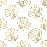Seamless pattern with stylized beige seashells vector