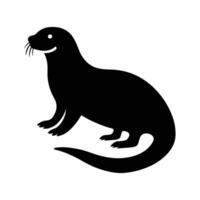 Minimalist Black Silhouette Of A Cute River Otter On A White Background Design Element vector