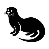 Black Silhouette Illustration Of An Otter Isolated On White Background Simple Art Design vector