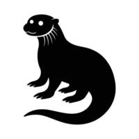 Silhouette Illustration Of Standing Otter With Simple Design On White Background For Creative Projects vector