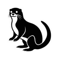 Black And White Otter Graphic Illustration Of A Mammal On A White Background vector