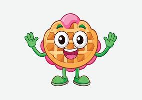 a waffle with a happy face vector