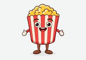 A cartoon image of a popcorn with a face vector
