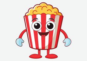 A cartoon image of a cup of popcorn vector