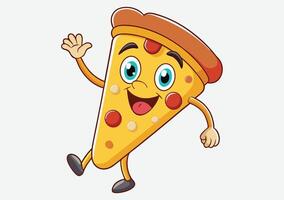 pizza slice with a happy face vector