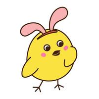 Cute chicken with rabbit ears cartoon character isolated on white background. Illustration in flat style. A separate element for your design. vector