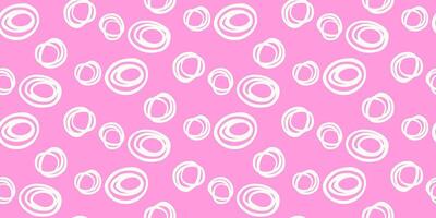 Seamless pattern with abstract hand drawn white circles in on a pink background. Modern, bold, and stylish design, perfect for textiles, wallpapers, branding, and creative projects vector