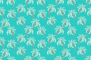 Seamless pattern featuring stylized palm trees with leaves and trunks on a turquoise background. Ideal for tropical themed designs, textiles, wallpapers, and beachwear prints vector
