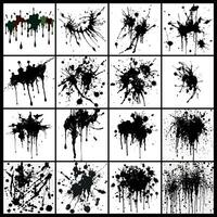 Set of Abstract Paint Splatters and Drips in Black and White Tones vector
