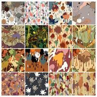 Set of Abstract Paint Splatters and Drips in Earthy and Pastel Tones Artistic Grunge Texture Collection vector