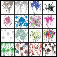 Set of Abstract Paint Splatters and Drips in Earthy and Pastel Tones vector