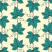 Beige pattern with bright grapevine, contour drawing of grape vine, ornament. vector
